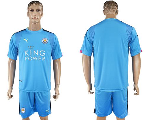 Leicester City Blank Light Blue Goalkeeper Soccer Club Jersey - Click Image to Close